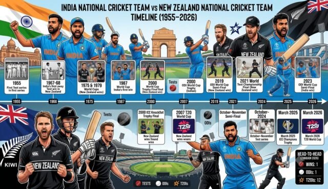 India National Cricket Team vs New Zealand National Cricket Team Timeline